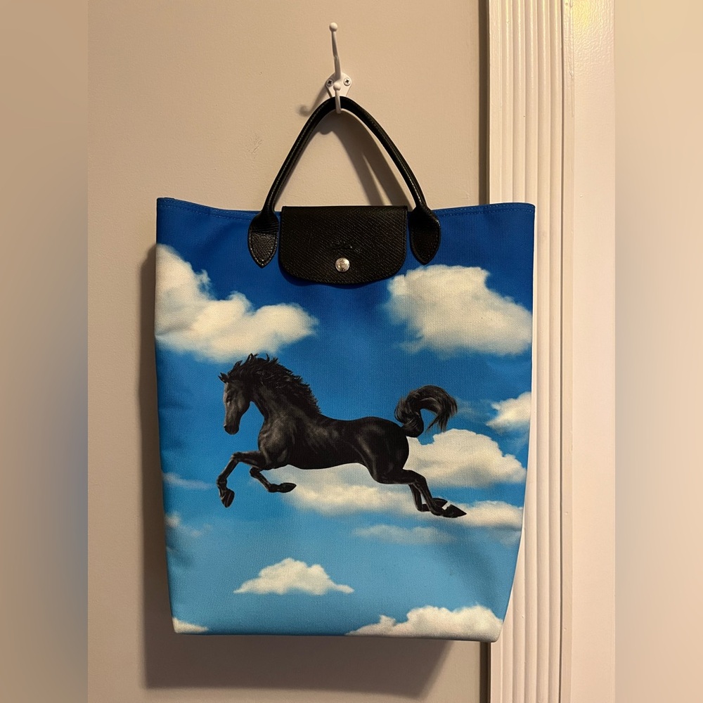 Longchamp x TOILETPAPER collab stallion bag